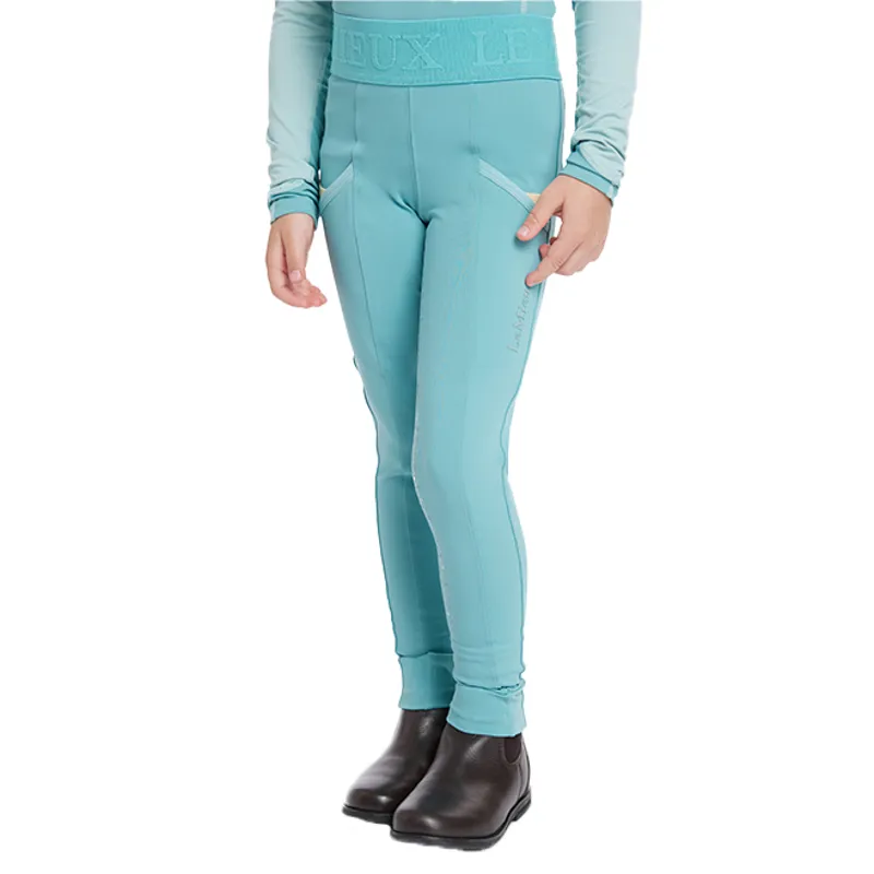 LeMieux Mini Pull On Full Grip Junior Riding Tights - Lagoon