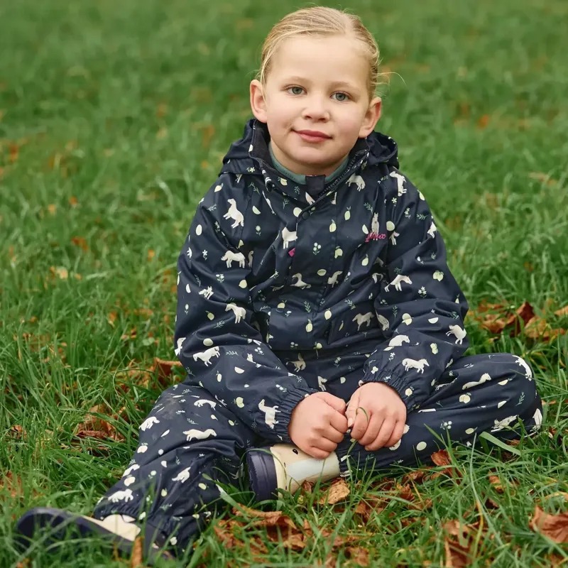 LeMieux Mini Pippin Junior Waterproof Splash Dungarees - Navy-4