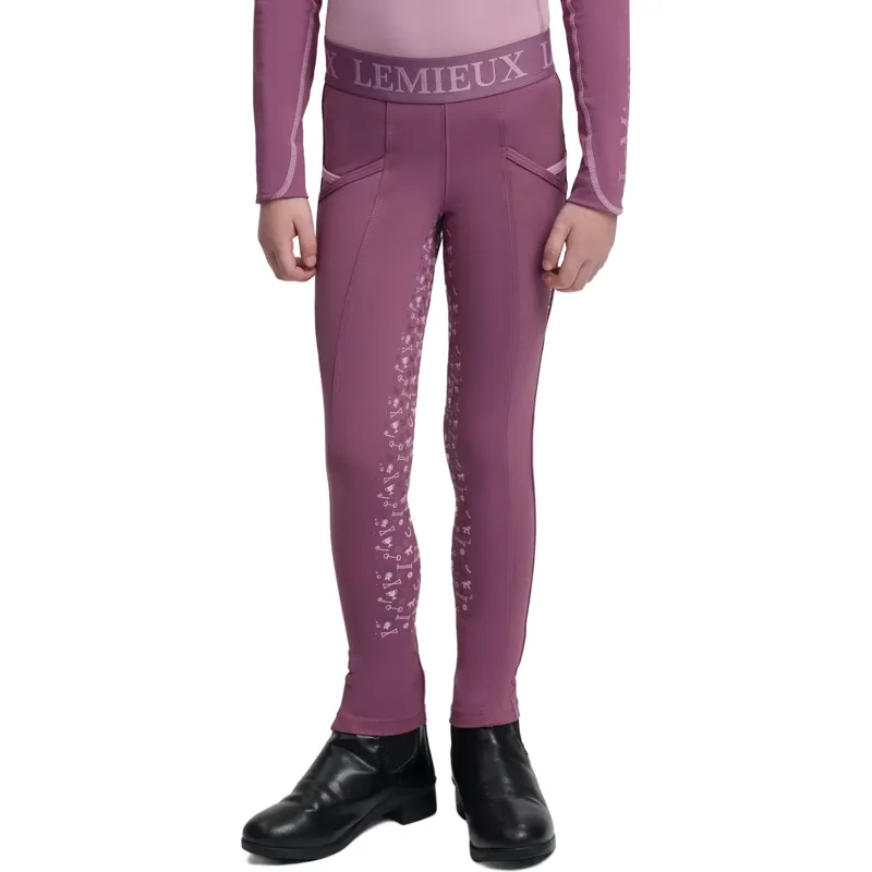 LeMieux Mini Pull On Full Grip Riding Tights - Mallow-6