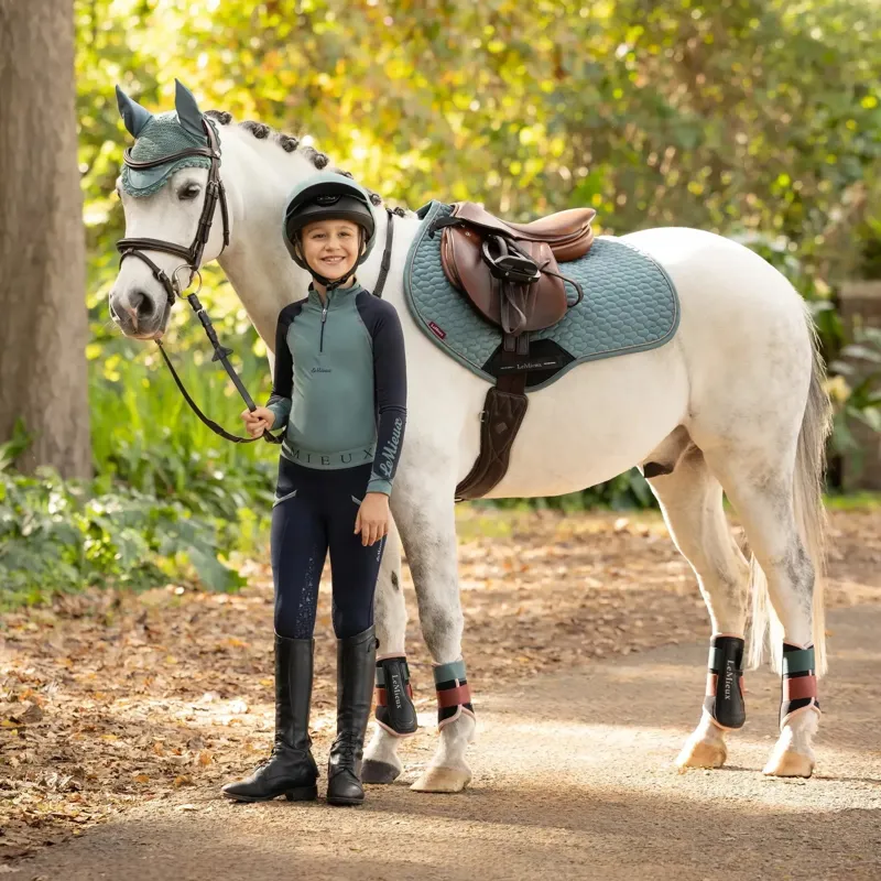 LeMieux Mini Suede Close Contact Jump Square Saddlecloth - Aloe-1