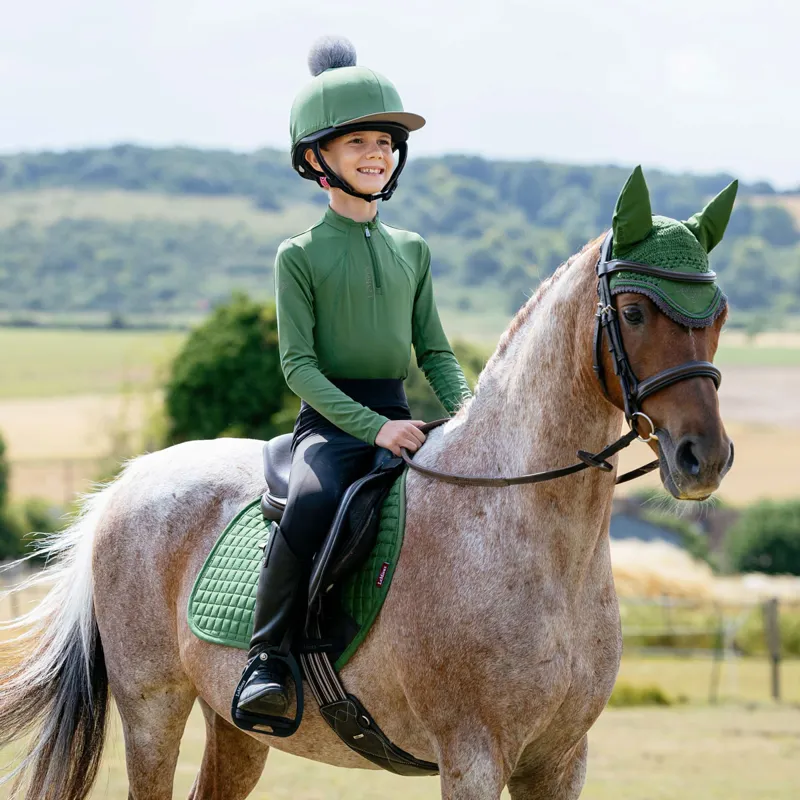 LeMieux Mini Suede Close Contact Square - Hunter Green-1