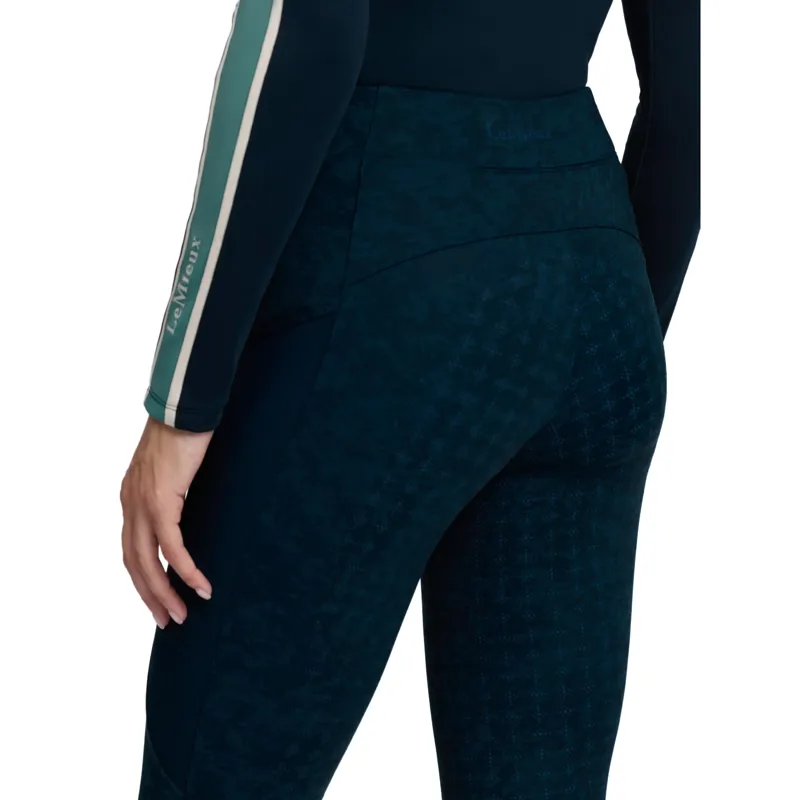 LeMieux Naomi Full Grip Pull On Womens Riding Tights - Printed Navy-3