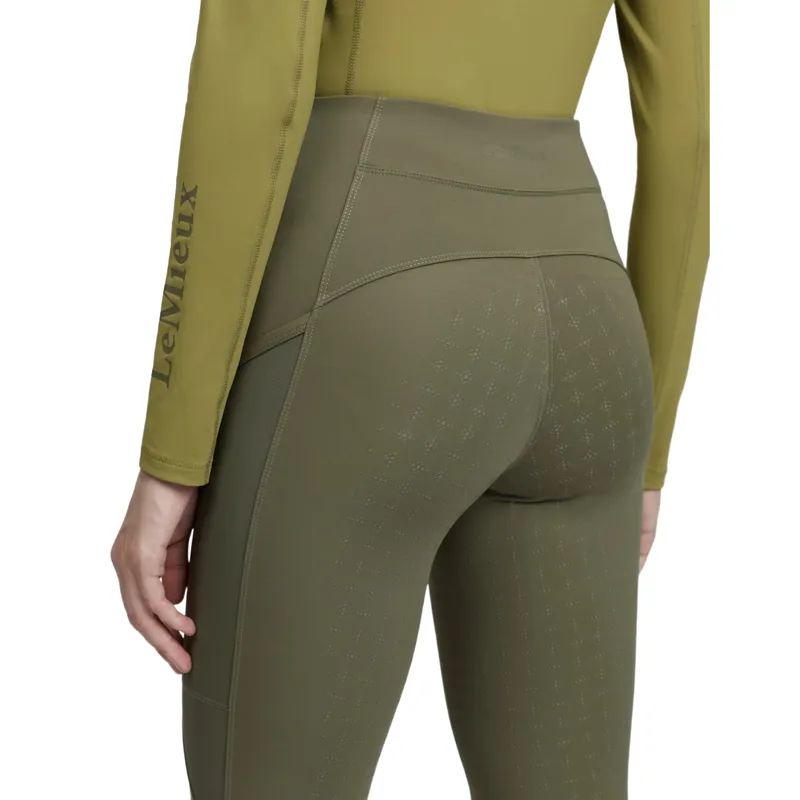 LeMieux Naomi Full Grip Pull On Womens Riding Tights - Willow Green-2