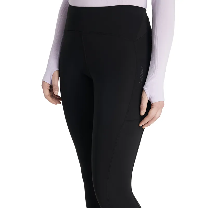 LeMieux Natalie Womens Brushed Pull On Full Grip Riding Tights - Black-2
