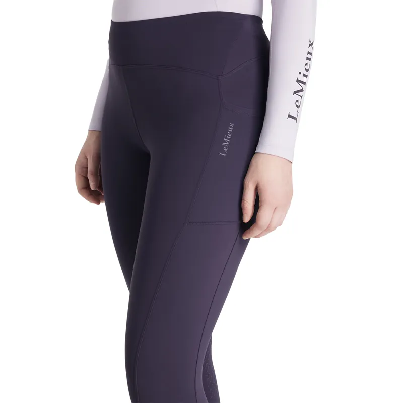 LeMieux Natalie Womens Brushed Pull On Full Grip Riding Tights - Juniper-4
