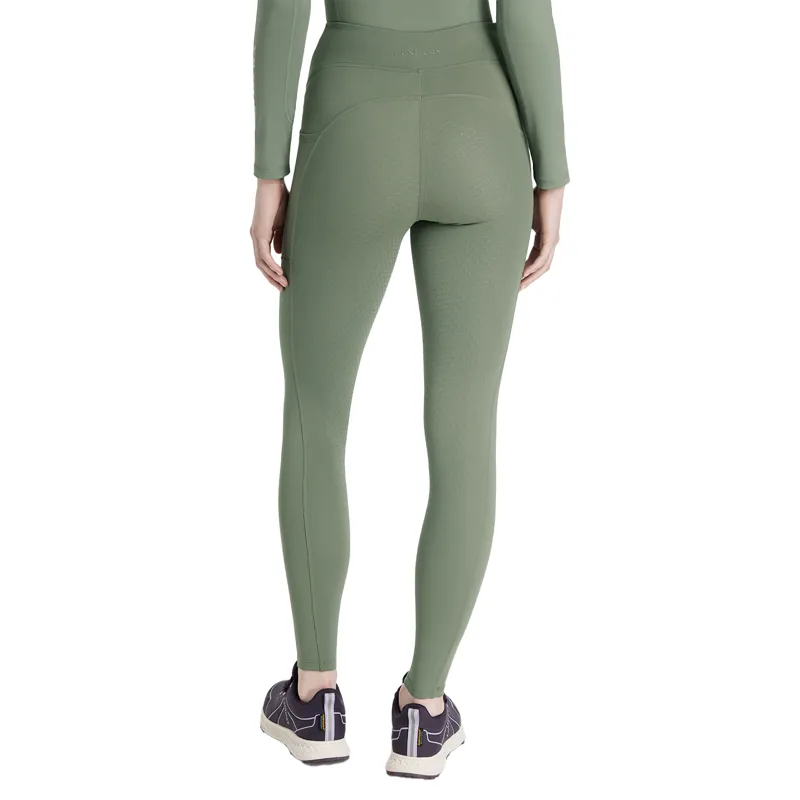 LeMieux Natalie Womens Brushed Pull On Full Grip Riding Tights - Rosemary-2
