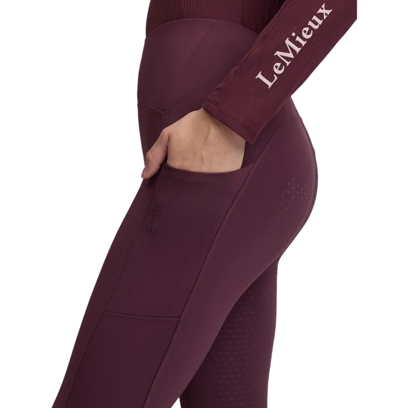 LeMieux Natalie Brushed Full Grip Womens Riding Tights - Blackberry Pre-Order-4