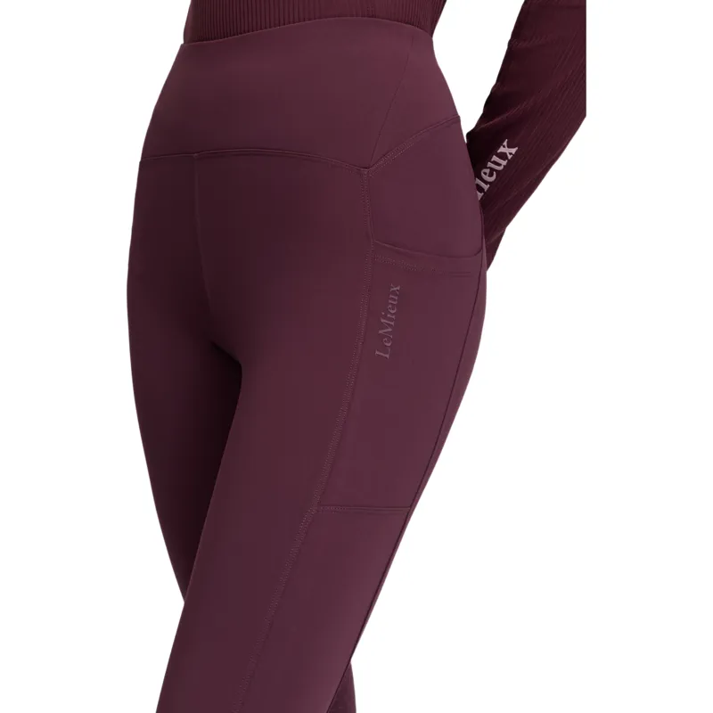 LeMieux Natalie Womens Brushed Full Grip Pull On Riding Tights - Blackberry-6