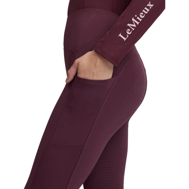 LeMieux Natalie Womens Brushed Full Grip Pull On Riding Tights - Blackberry-4