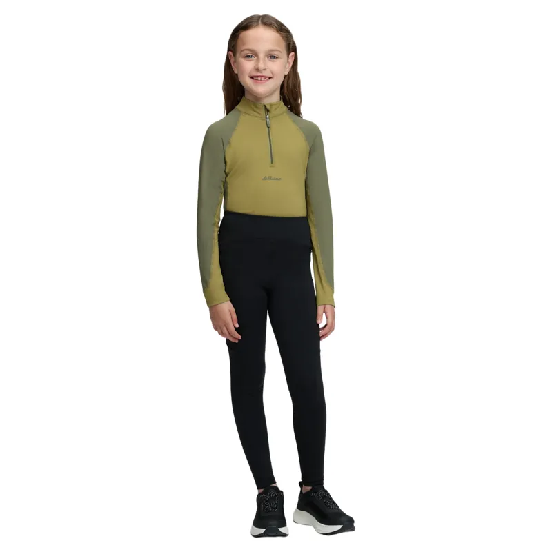 LeMieux Mini Nora Brushed Pull On Junior Riding Tights - Black-2