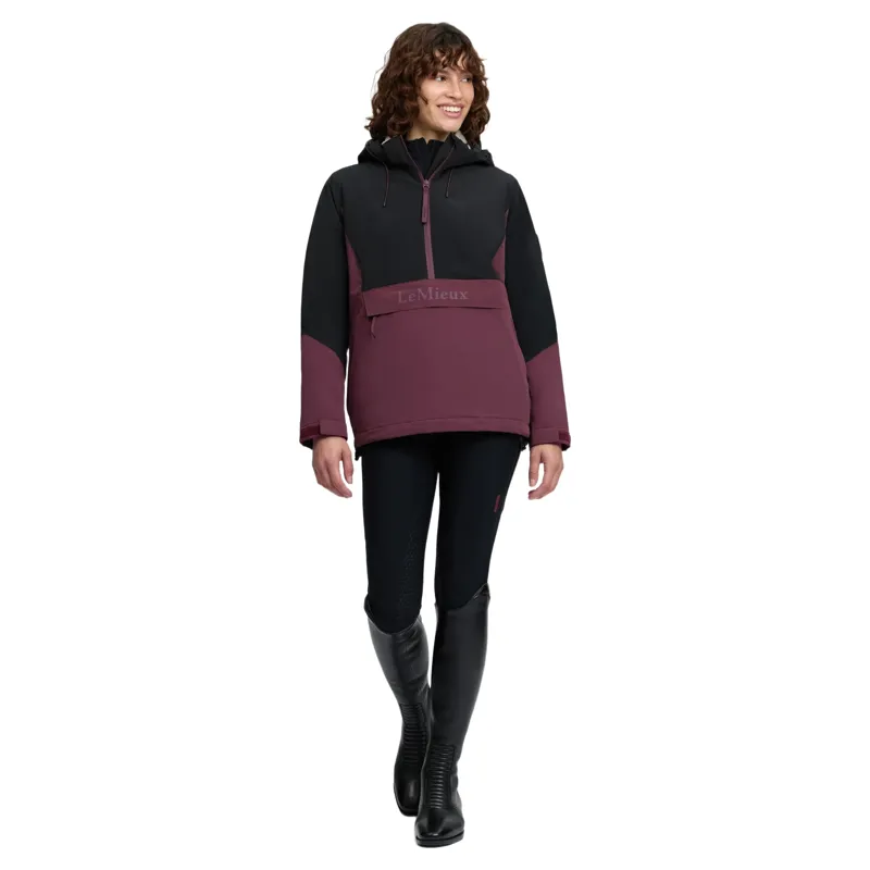 LeMieux Phoebe Womens Waterproof 1/2 Zip Anorak - Black/Bramble-3