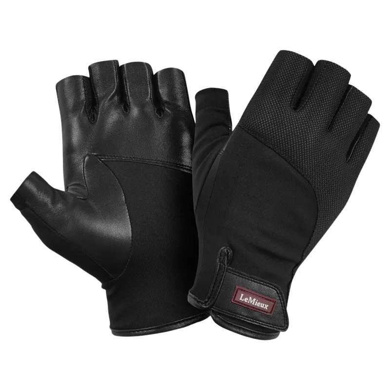 LeMieux Adults Fingerless Riding Gloves - Black