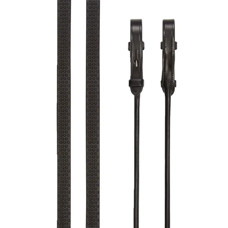 LeMieux Rolled Reins - Brown/Silver