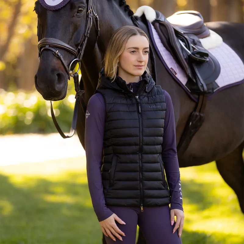 LeMieux Rose Womens Hooded Puffer Gilet - Black-4