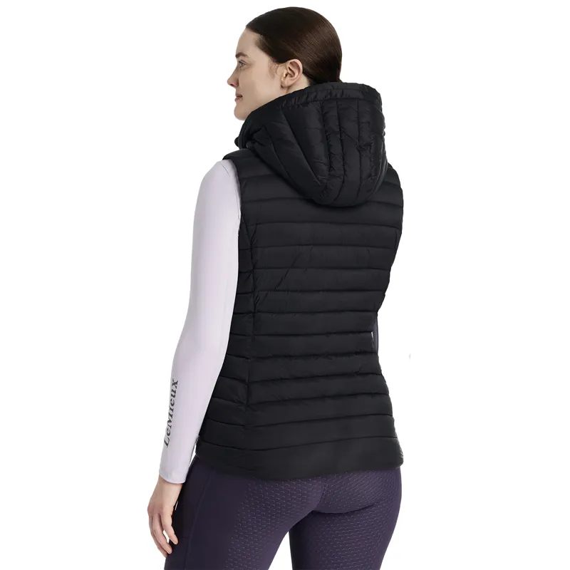 LeMieux Rose Womens Hooded Puffer Gilet - Black-1