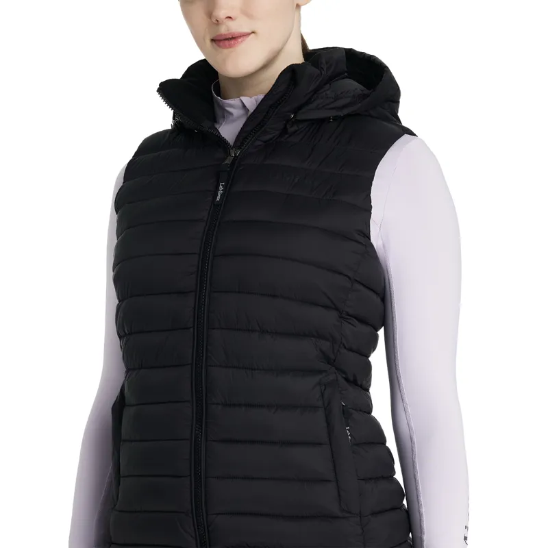 LeMieux Rose Womens Hooded Puffer Gilet - Black-2