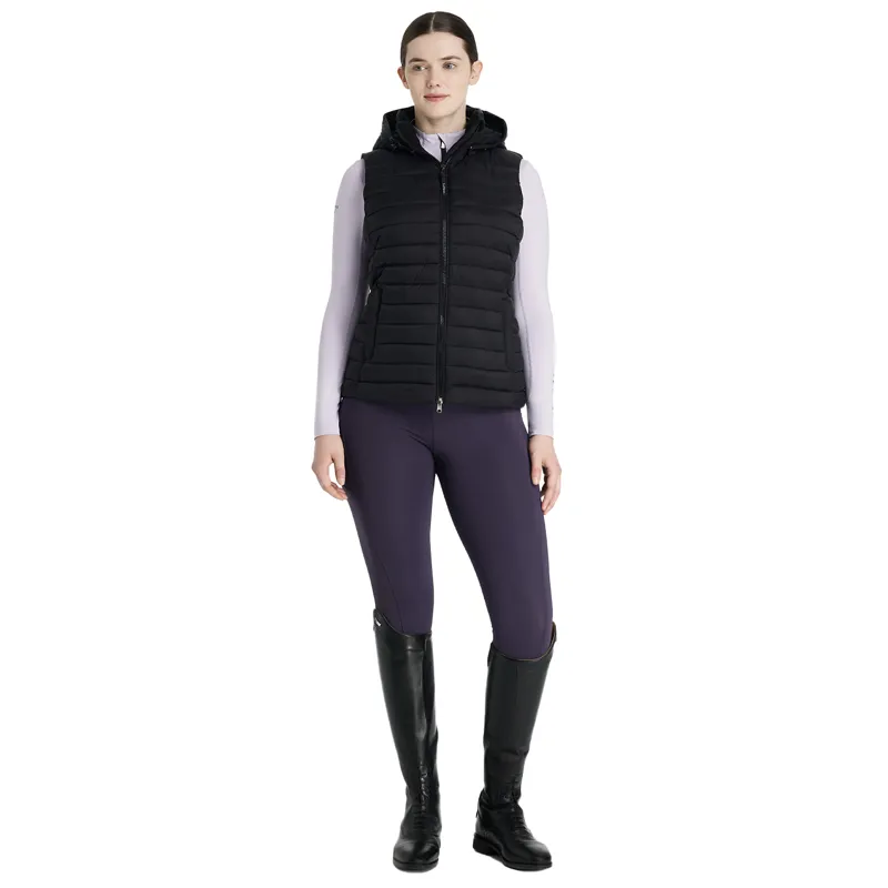 LeMieux Rose Womens Hooded Puffer Gilet - Black-3
