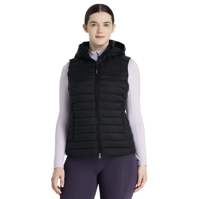 LeMieux Rose Womens Hooded Puffer Gilet - Black
