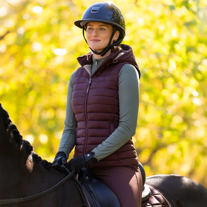 LeMieux Rose Womens Hooded Puffer Gilet - Damson-5