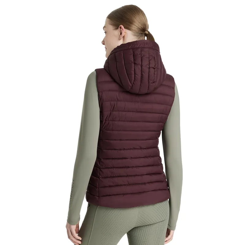 LeMieux Rose Womens Hooded Puffer Gilet - Damson-2