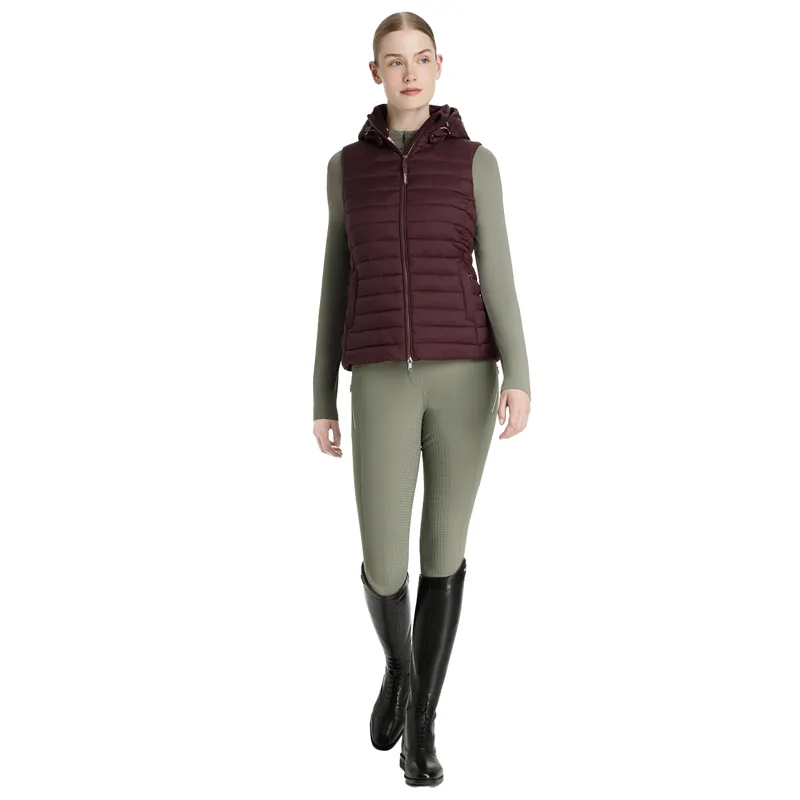 LeMieux Rose Womens Hooded Puffer Gilet - Damson-4