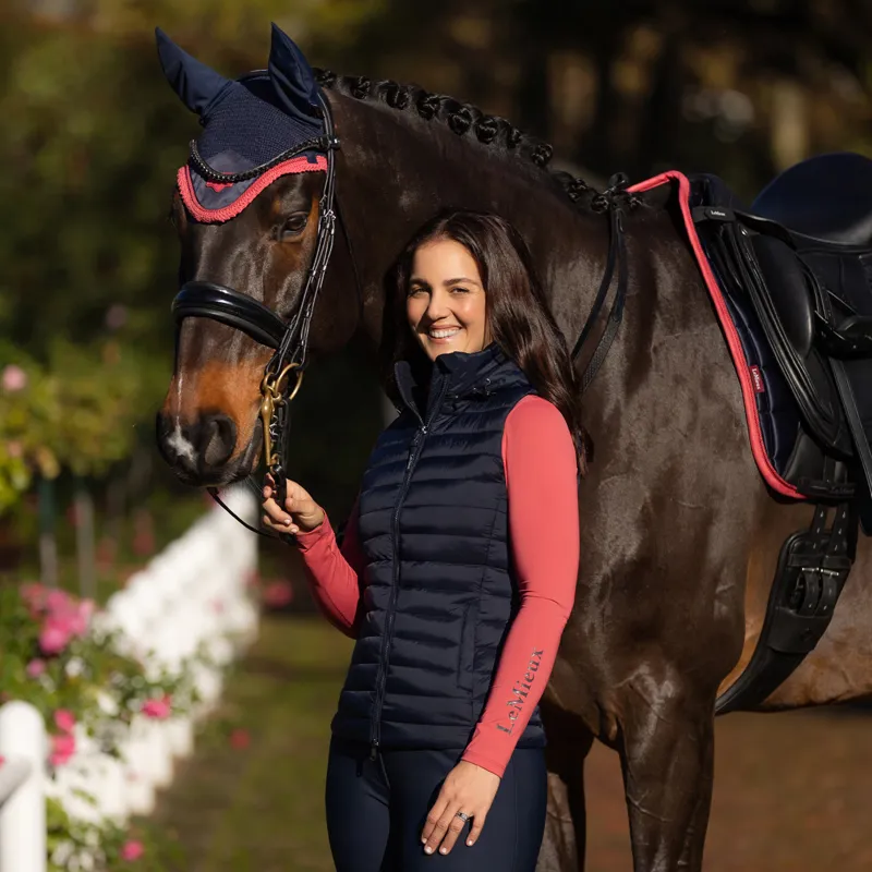 LeMieux Rose Womens Hooded Puffer Gilet - Navy-6