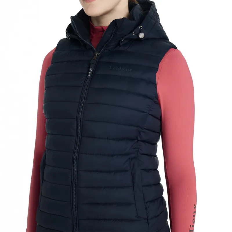 LeMieux Rose Womens Hooded Puffer Gilet - Navy-3