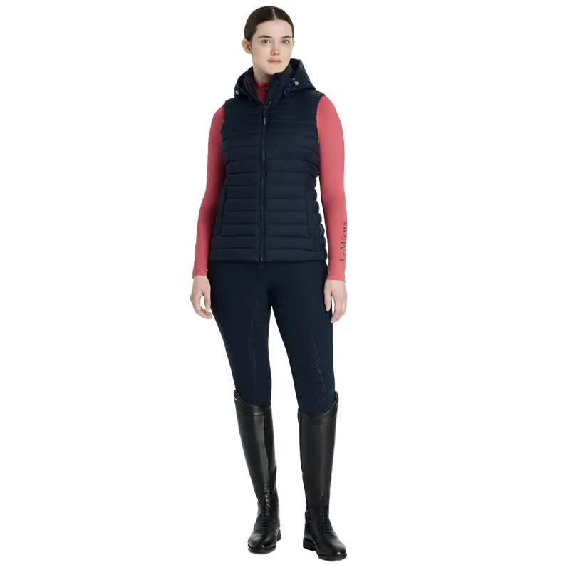 LeMieux Rose Womens Hooded Puffer Gilet - Navy-2