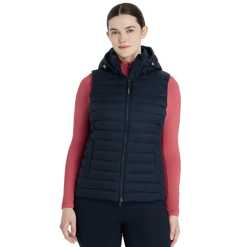 LeMieux Rose Womens Hooded Puffer Gilet - Navy