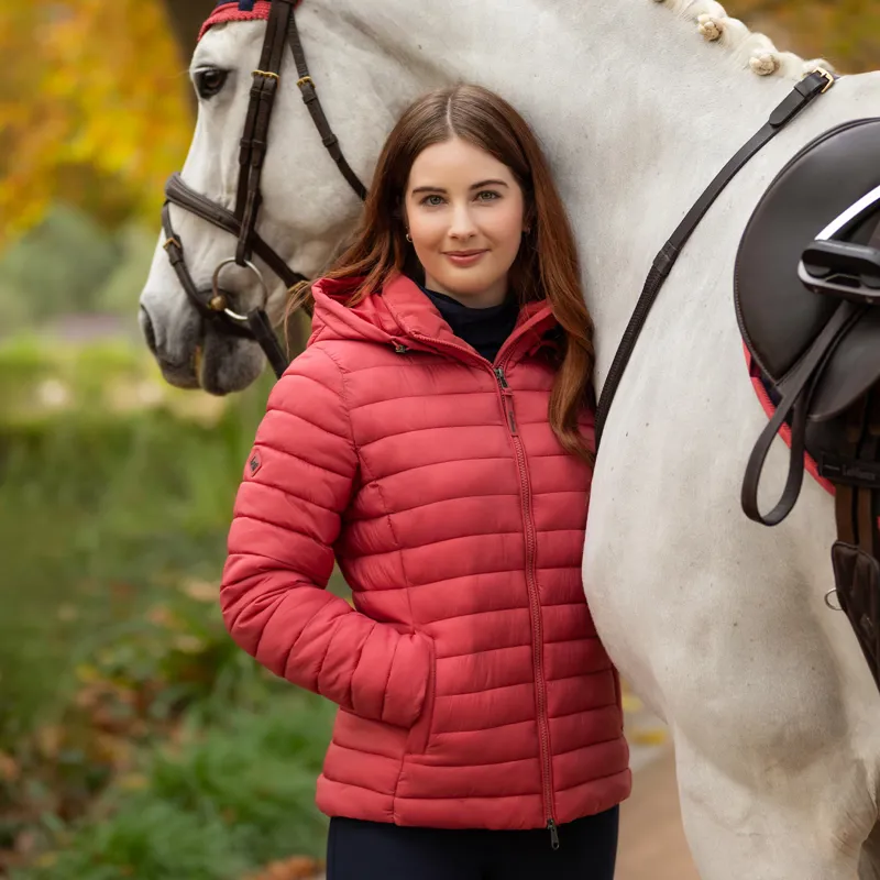 LeMieux Rose Womens Hooded Puffer Jacket - Cranberry-5