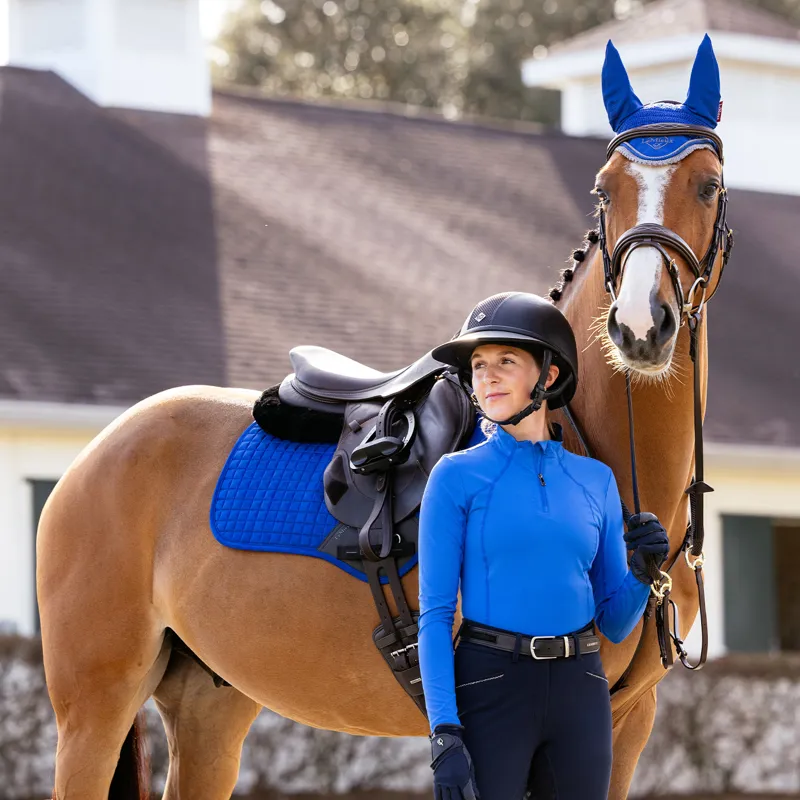 LeMieux Suede Close Contact Saddlecloth - Benetton Blue-2