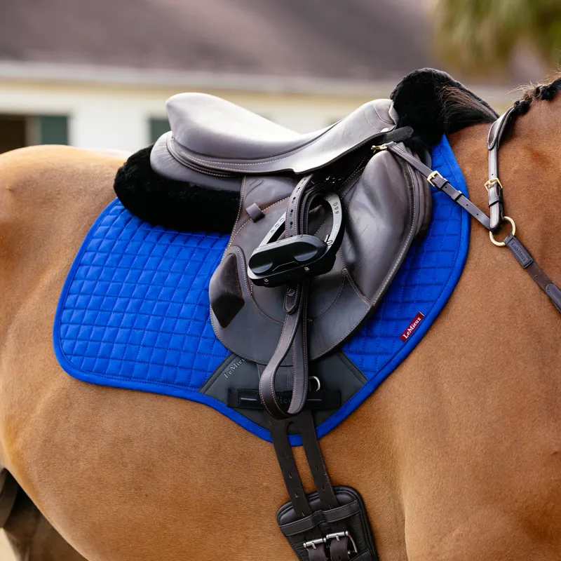 LeMieux Suede Close Contact Saddlecloth - Benetton Blue-1