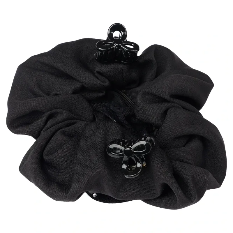LeMieux Scrunchie with Crystal Hair Net - Black/Black-1