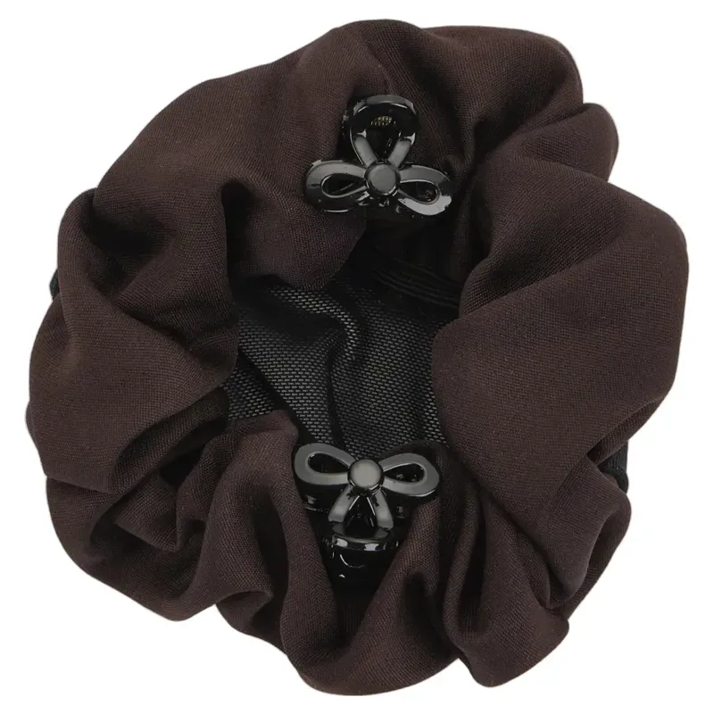 LeMieux Scrunchie with Crystal Hair Net - Brown/Black-1