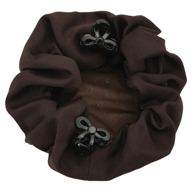 LeMieux Scrunchie with Crystal Hair Net - Brown/Brown-1