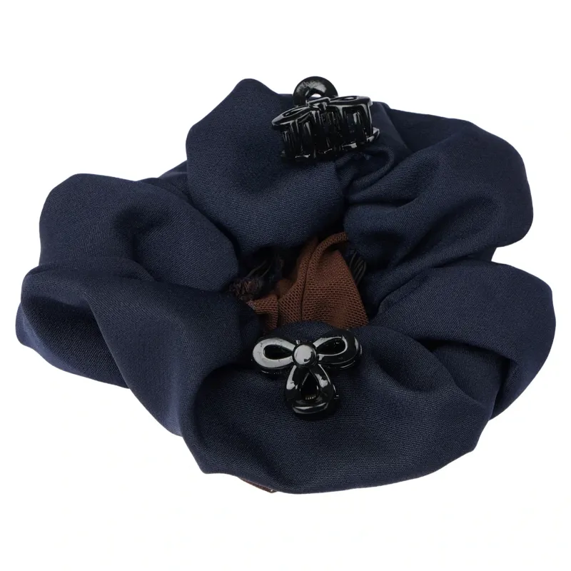 LeMieux Scrunchie with Crystal Hair Net - Navy/Brown-1