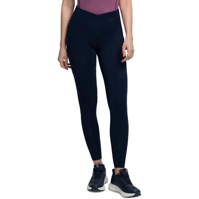 LeMieux Simone Cross Over Half Grip Womens Pull On Breeches - Navy-2