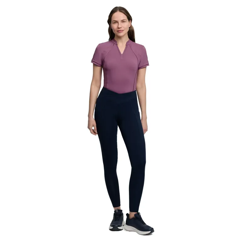 LeMieux Simone Cross Over Half Grip Womens Pull On Breeches - Navy-3