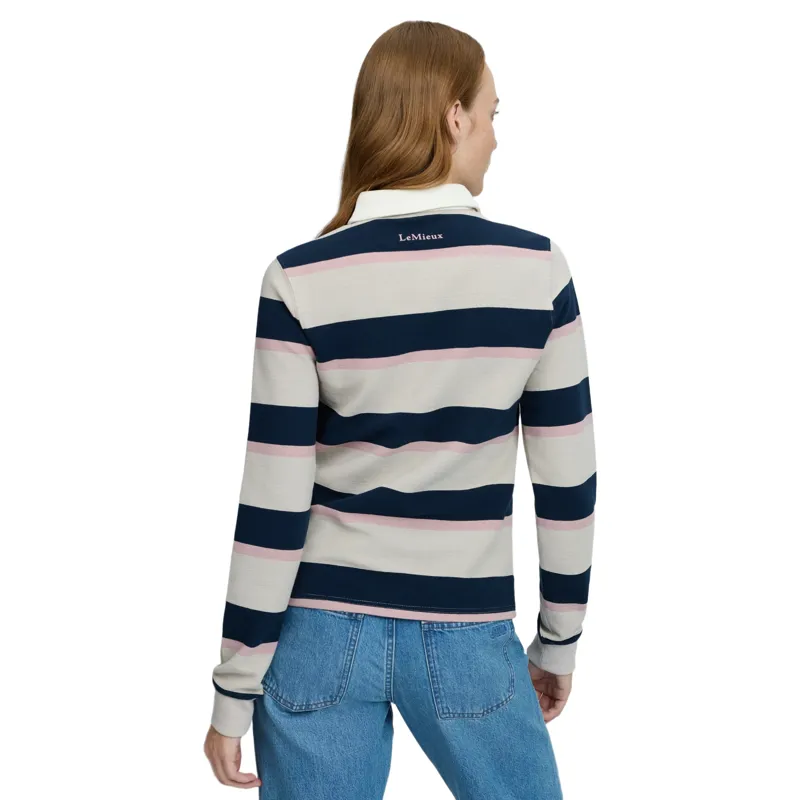 LeMieux Sloane Womens Striped Rugby Shirt - Stone-2