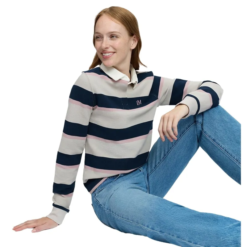 LeMieux Sloane Womens Striped Rugby Shirt - Stone-3