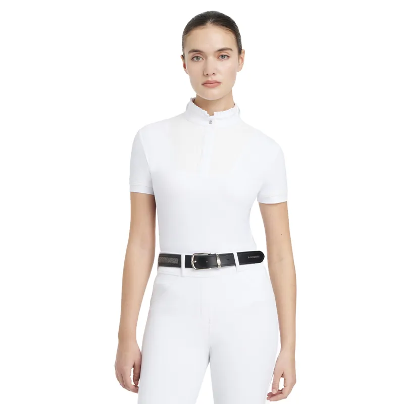 LeMieux Sophia Ladies Short Sleeve Pleated Show Shirt - White-4