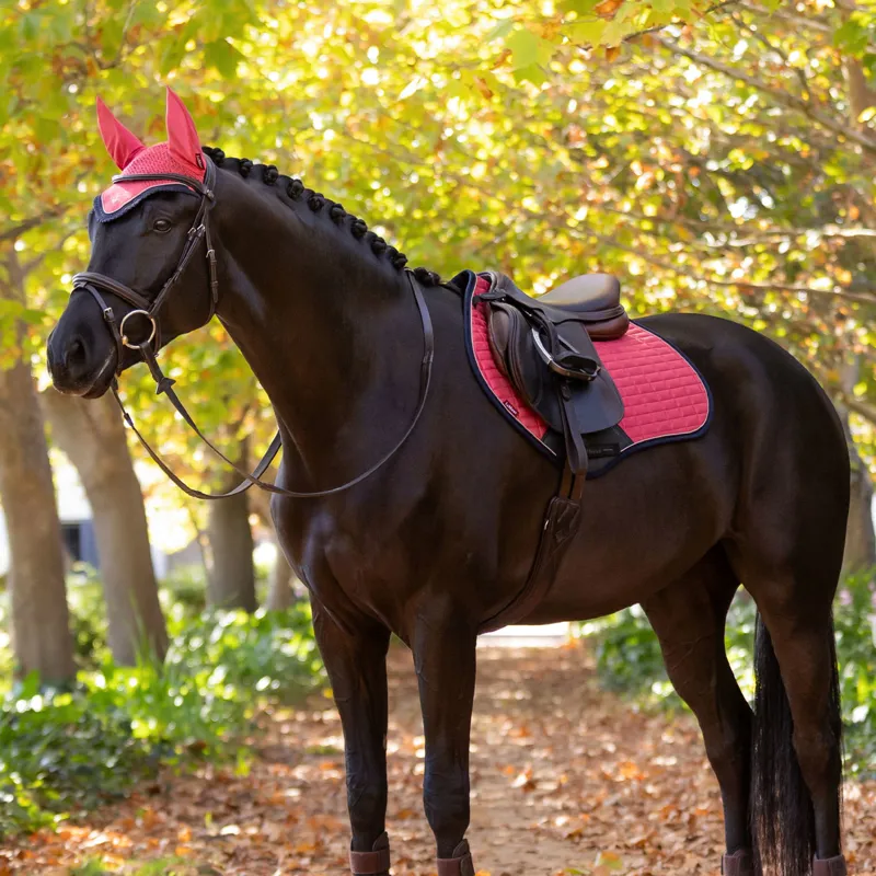 LeMieux Suede Close Contact Saddlecloth - Cranberry-1