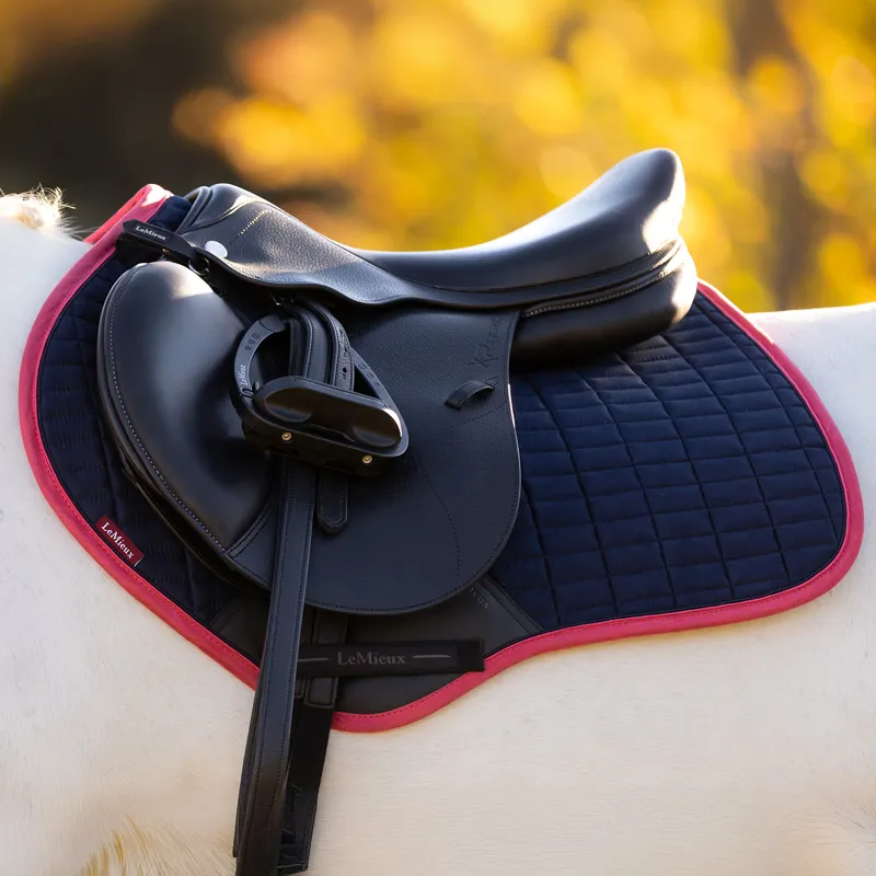 LeMieux Suede Close Contact Saddlecloth - Navy/Cranberry-1