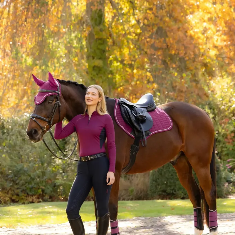 LeMieux Suede Close Contact Saddlecloth - Blackberry-4