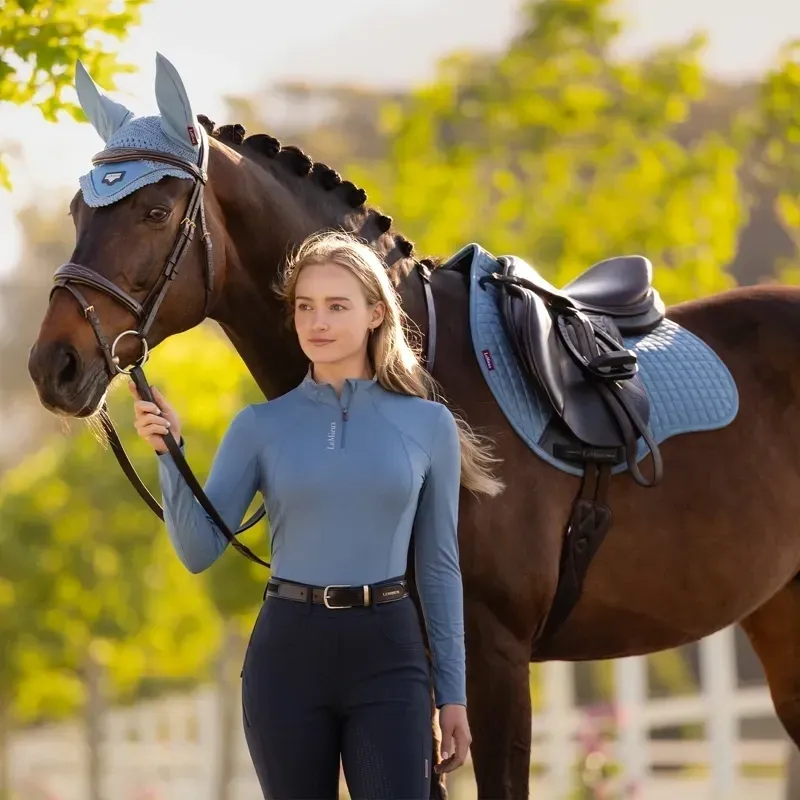 LeMieux Suede GP Square Saddle Pad - Ice Blue-2