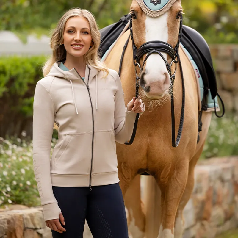 LeMieux Tabi Tech Ladies Zip Through Hoodie - Stone-7