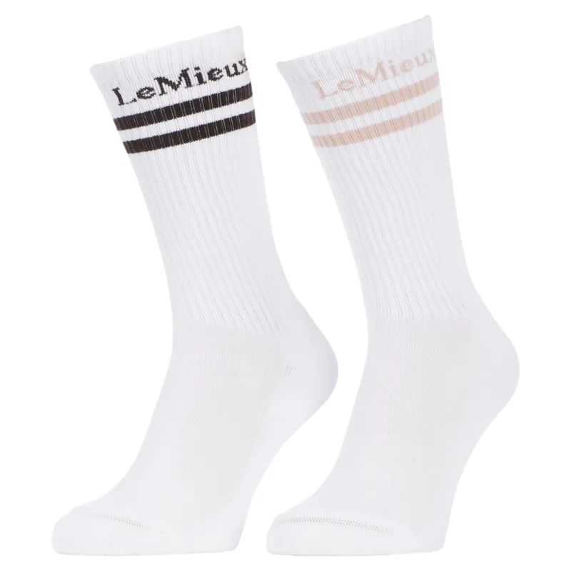 LeMieux Tall Adults Crew Socks 2 Pack - White