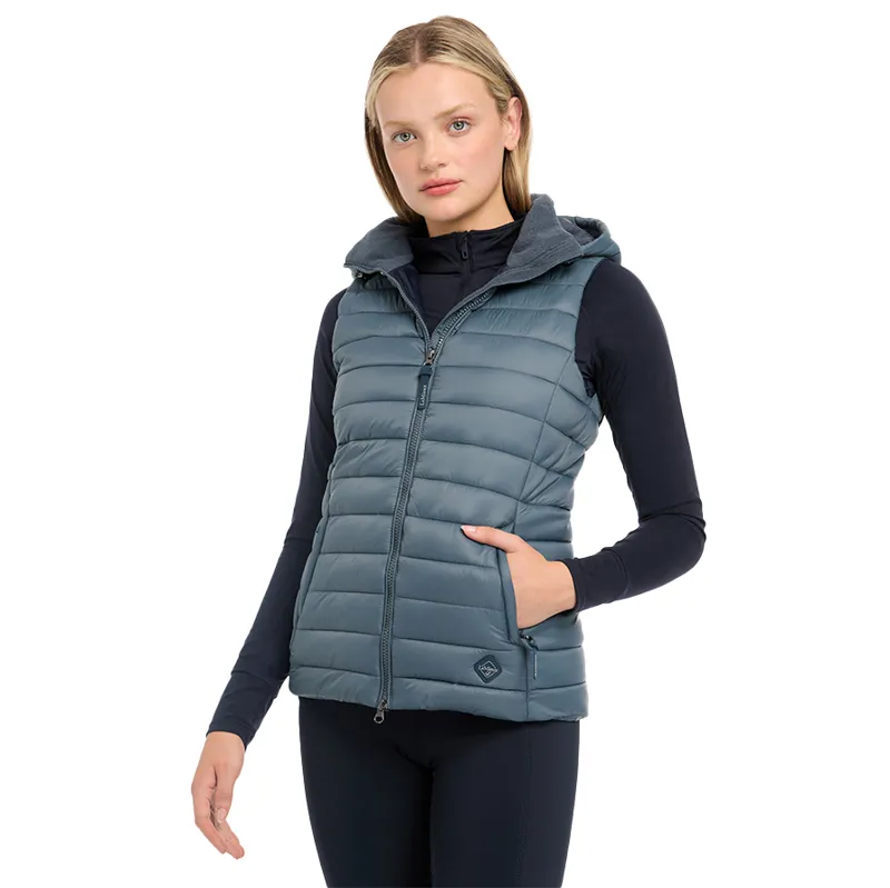 LeMieux Tilly Ladies Hooded Puffer Gilet - Petrol-5