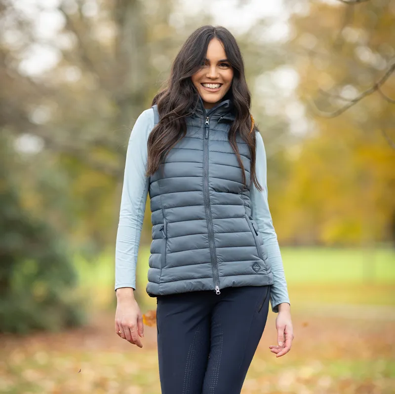 LeMieux Tilly Ladies Hooded Puffer Gilet - Petrol-3