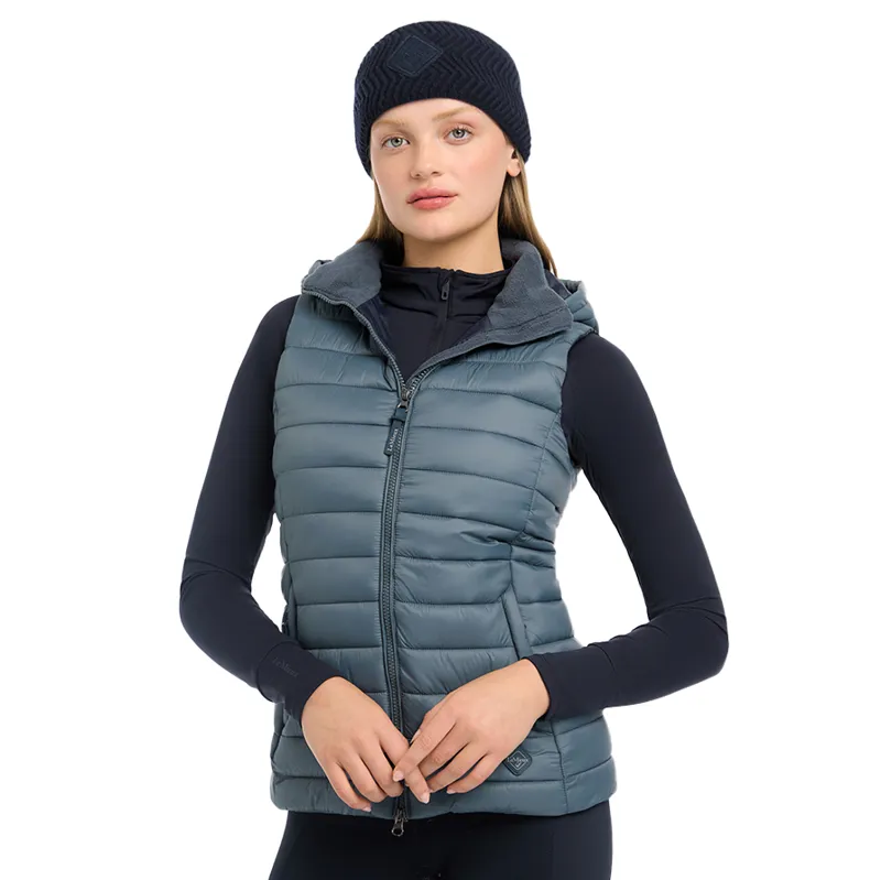 LeMieux Tilly Ladies Hooded Puffer Gilet - Petrol-2
